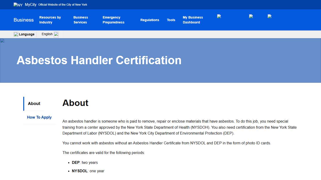 Asbestos Handler Certification