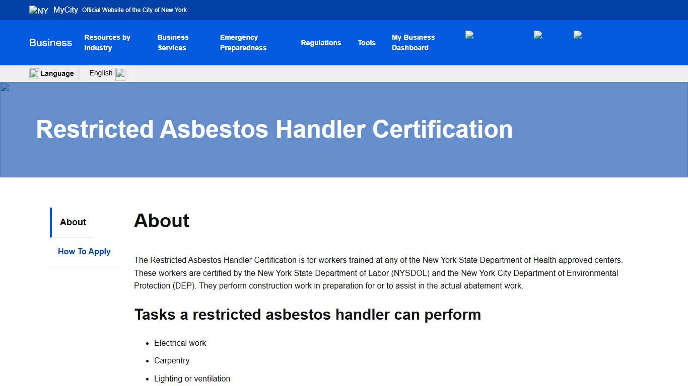 Restricted Asbestos Handler Certification
